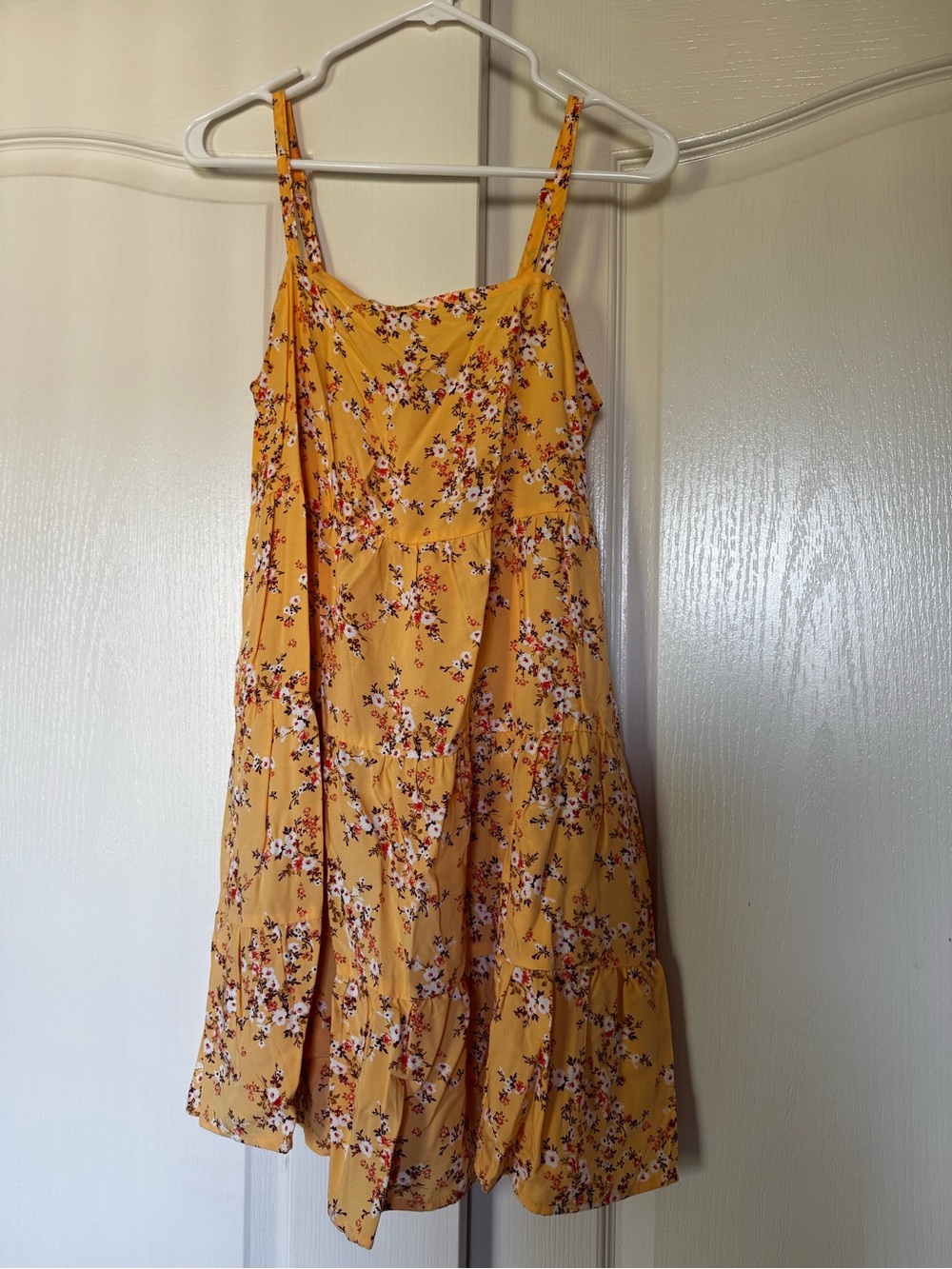 Old Navy Yellow Floral Mini Dress with Spaghetti Straps